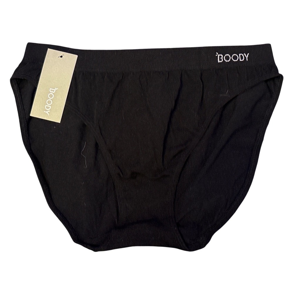 NEW Boody Black Full Brief Panties Bamboo Seamless Underwear Size L